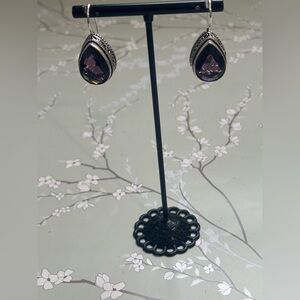 Amethyst Teardrop sterling silver Earrings